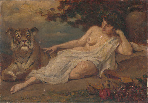 Július Éder – Ženský akt s tigrom