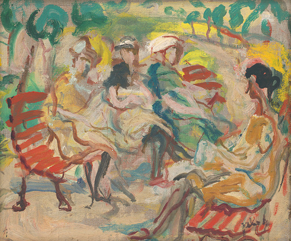 Július Jakoby – Dievčatá na lavičke 