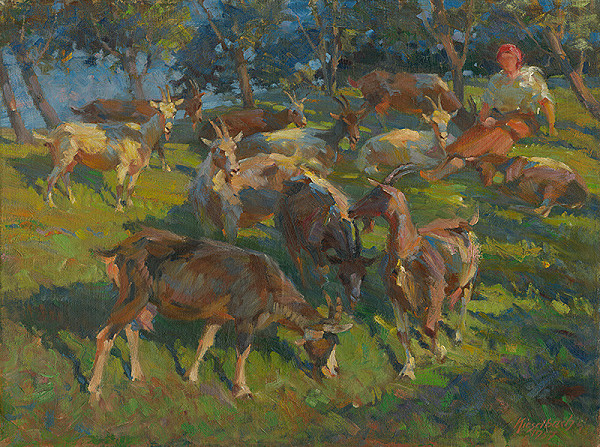 Gejza Kieselbach – Pasáčka s kozami 