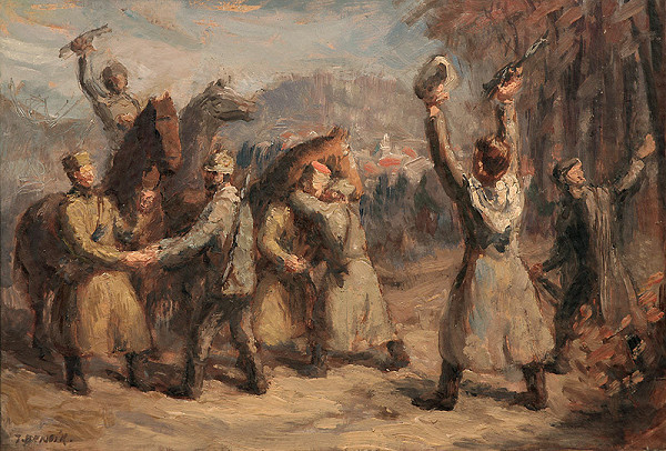 Jozef Bendík – Stretnutie partizánov so sovietskou hliadkou 