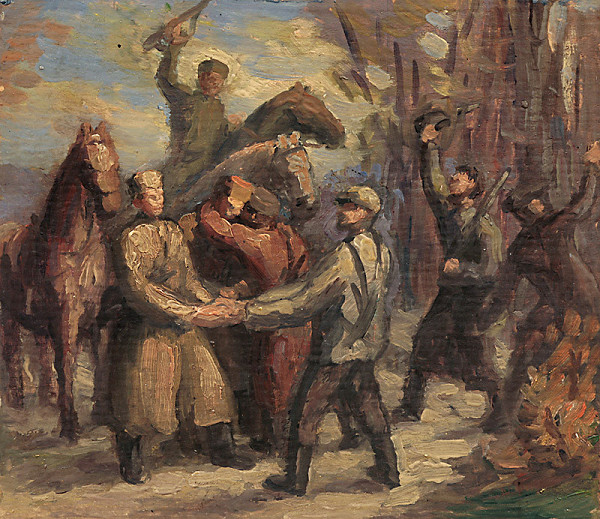 Jozef Bendík – Stretnutie partizánov so sovietskou hliadkou 