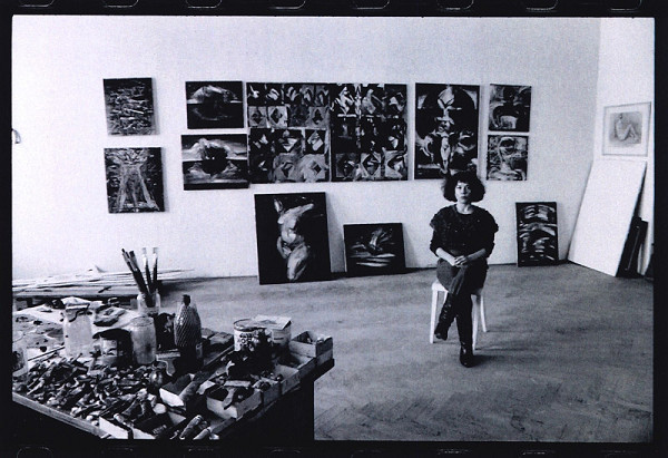 Zdeněk Smieško – Akad. mal. Katarína Blažová - Tekeľová v ateliéri na Námestí Maratónu mieru 