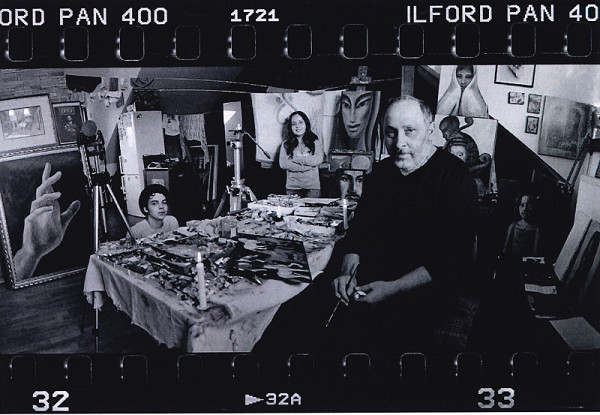 Zdeněk Smieško – Akad. mal. Viktor Šefčík, portrét s obrazom a lampou 