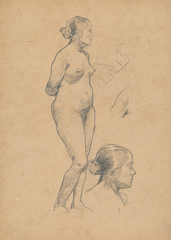 Július Koreszka – Štúdia ženskej postavy a hlavy 