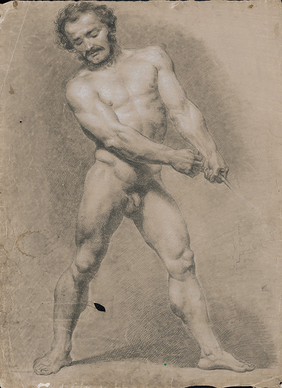 Stredoeurópsky grafik z 19. stor.: Mužský akt, 1870 – 80, Galéria mesta Bratislavy