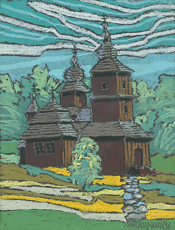 Ján Šimo-Svrček - Drevený kostolík Dobroslava, 1996