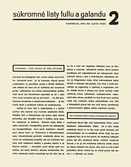 Súkromné listy Fullu a Galandu, 2. číslo, 1930