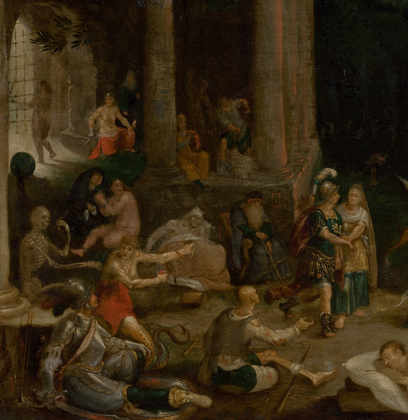 Jan Brueghel st. - Aeneas a Sibyla kúmska v podsvetí, detail
