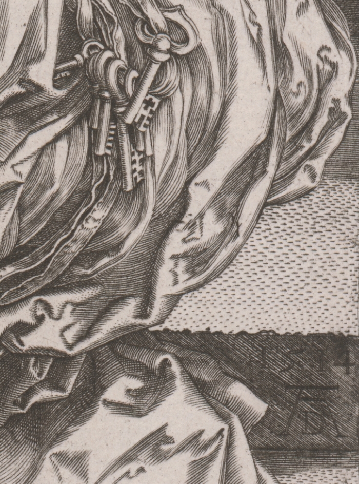 Albrecht Dürer (autor originálu), Johan Wierix (grafik) – Melanchólia, 1602, detail