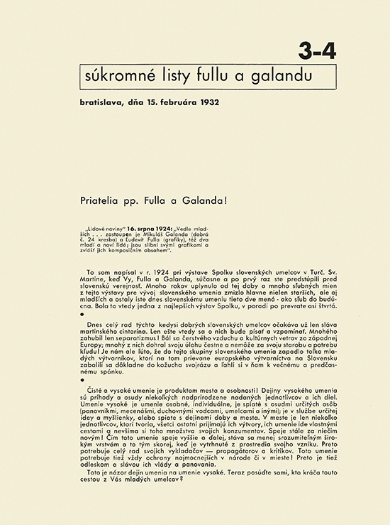 Súkromné listy Fullu a Galandu, číslo 3-4, 1932